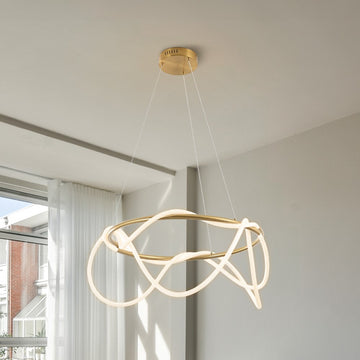 Lisette 25" Contemporary Minimalist 360 Adjustable Silicone Neon Rope Dimmable Integrated LED Chandelier - JONATHAN Y